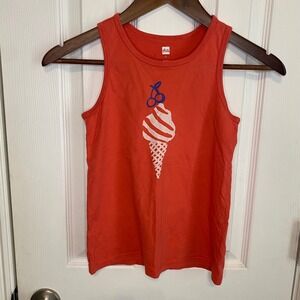 Tea Collection Tank Top Size 7 Girls Orange Ice Cream Cone Graphic Cotton Summer